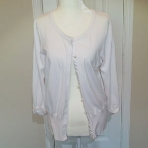 Off white cardigan w/pearl bead accents